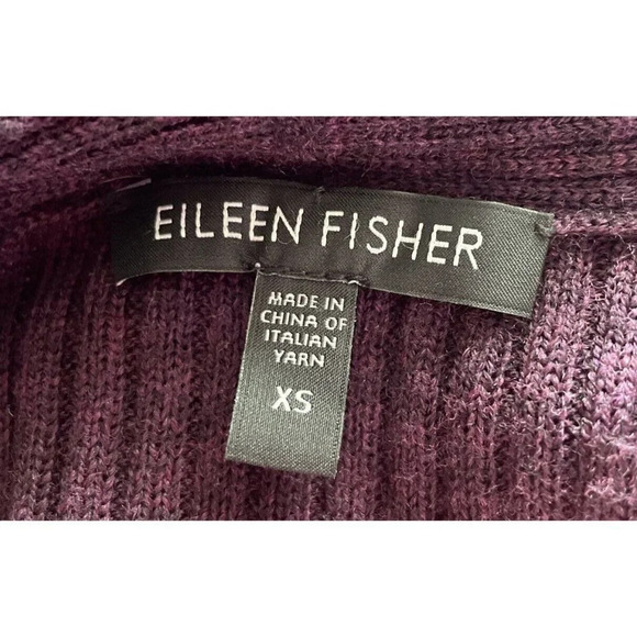 Eileen Fisher Purple Open Front Waterfall Merino Wool‎ Cardigan Sweater Size XS - Picture 5 of 7